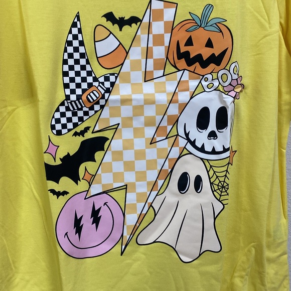 Retro and Vintage Inspired Halloween Yellow Graphic Print Shirt - Picture 6 of 8